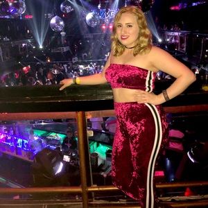 Two-Piece Red Velvet Tracksuit